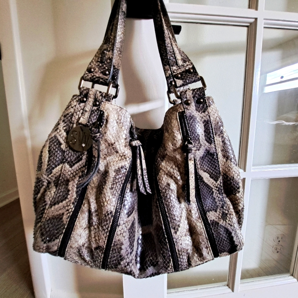 Stuart Weitzman snakeskin satchel purse